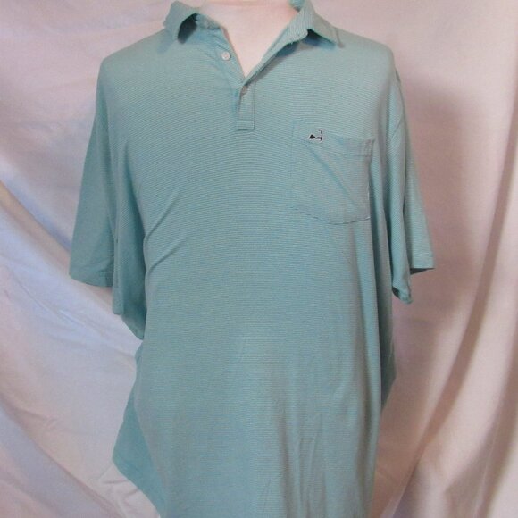 Cuffy's of Cape Cod Green/Whte Stripe Polo Sz XXL Cotton/Poly/Elastane Blend EUC - Picture 2 of 11